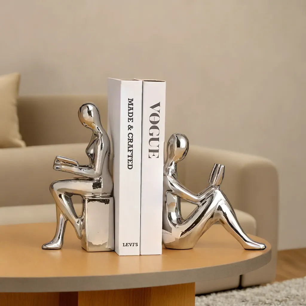 Modern Luxury Ceramic Bookends, Abstract Character 2 pcs