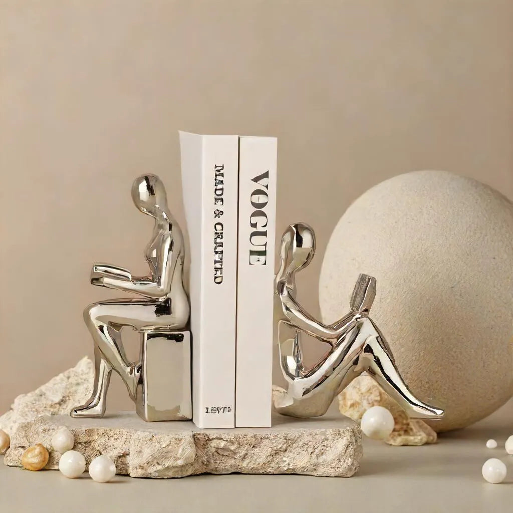 Modern Luxury Ceramic Bookends, Abstract Character 2 pcs