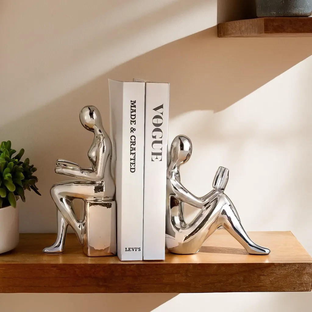 Modern Luxury Ceramic Bookends, Abstract Character 2 pcs